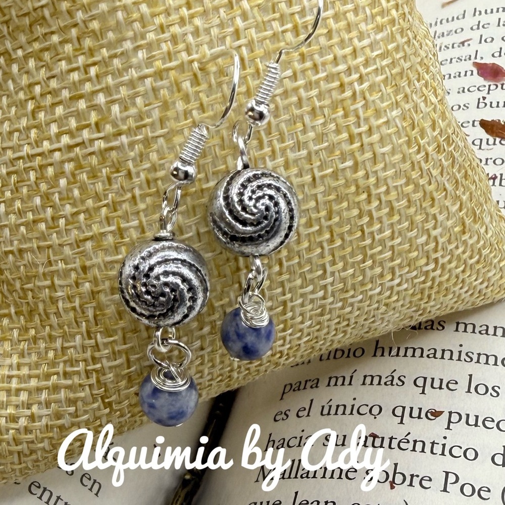 Lapis lazuli Swirl Silver Earrings
